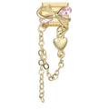 Lazo dorado con piedras rosas, cadena y corazón colgante