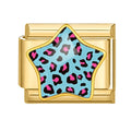 Estrella con estampado de leopardo turquesa y rosa