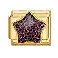 Estrella con estampado de leopardo morado con purpurina