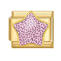 Estrella con estampado de leopardo rosa con corazones