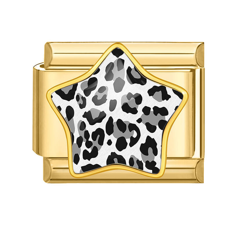 Estrella con estampado de leopardo blanco y negro