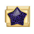 Estrella con estampado de leopardo violeta con purpurina