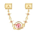 Cadena doble con planeta rosa y estrellas rosas