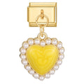 Colgante corazón amarillo con perlas
