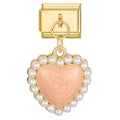 Colgante corazón rosa con perlas
