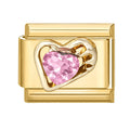 Corazón dorado con circonita rosa