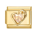 Corazón dorado con circonita champán