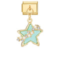 Estrella verde con perlas y circonitas