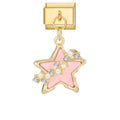 Estrella rosa con perlas y circonitas