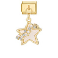 Estrella dorada con perla nácar, perlas y circonitas