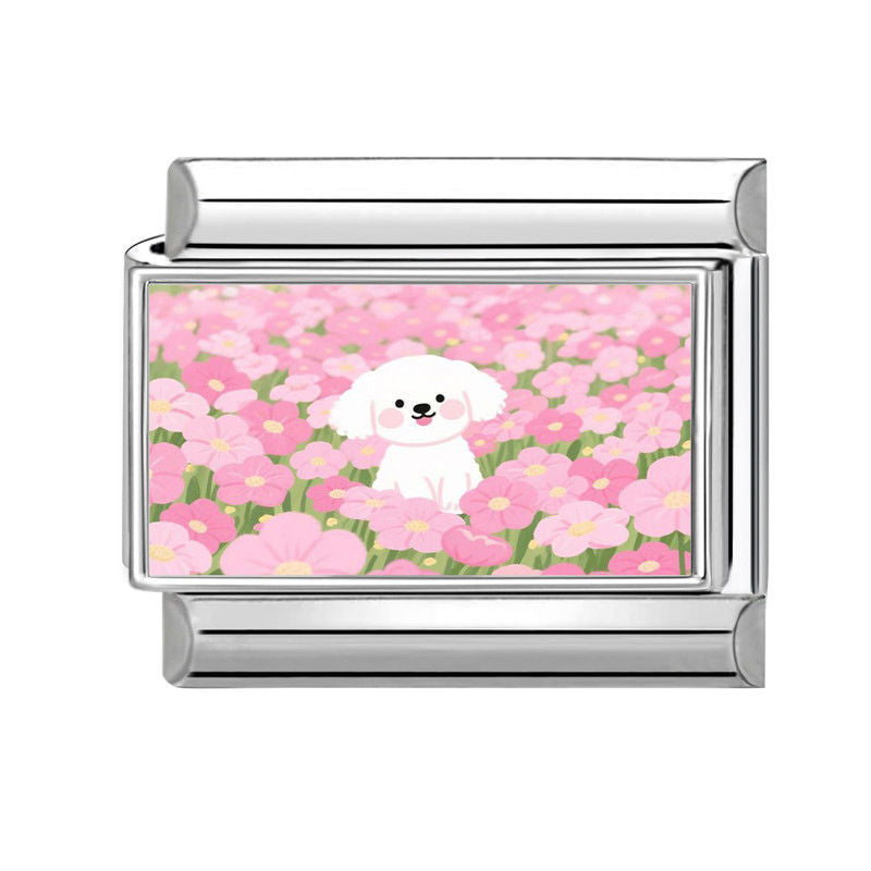Perrito entre flores