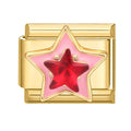 Estrella rosa con cristal rojo