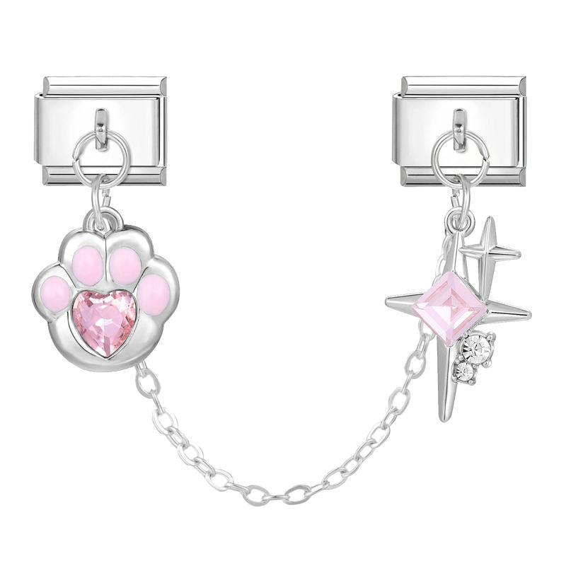Huella de gato y estrella con cadena
