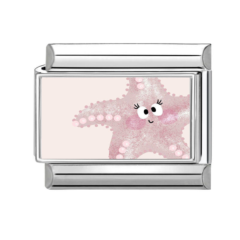 Estrella de mar rosa con cara