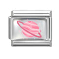 Planeta rosa con anillo