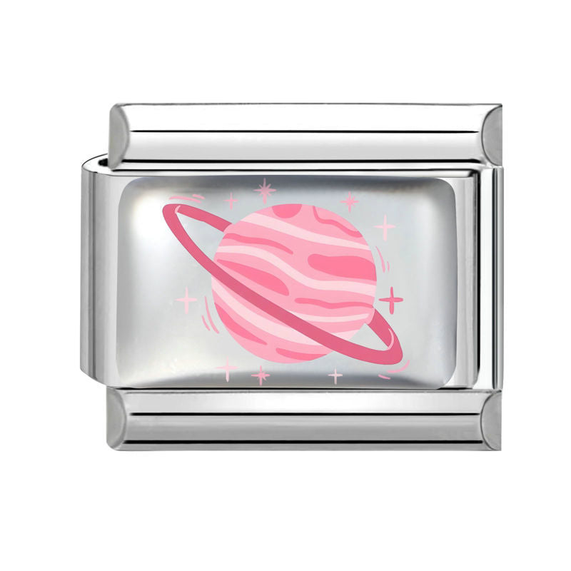 Planeta rosa con anillo