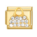 Bolso dorado con circonitas