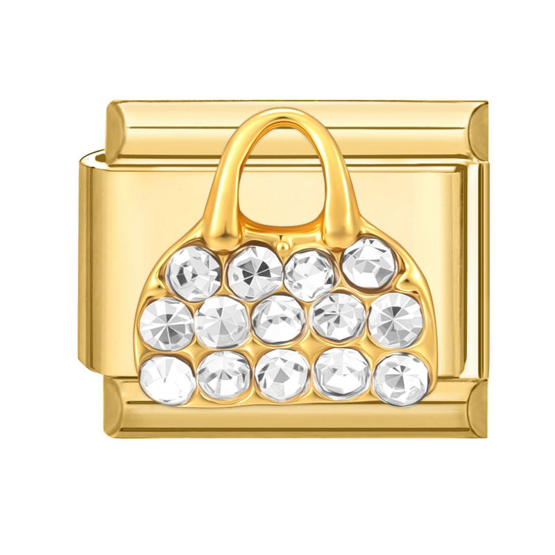Bolso dorado con circonitas
