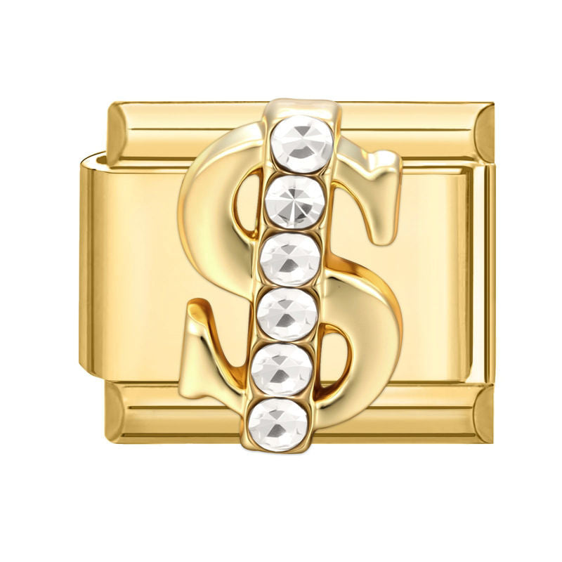 Símbolo del dólar con circonitas