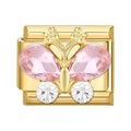 Mariposa rosa con circonitas blancas