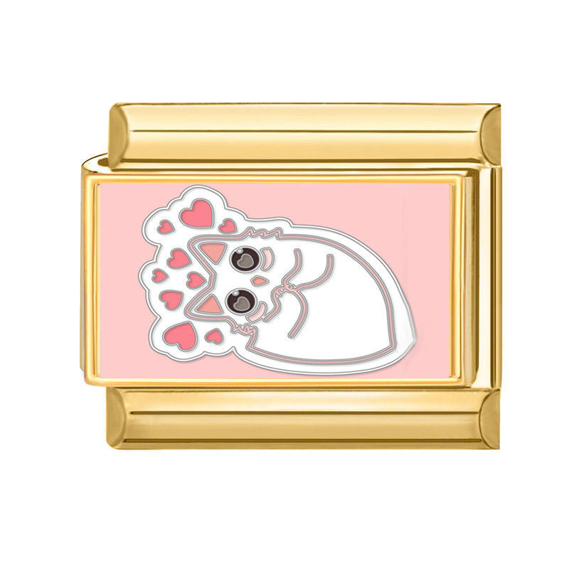 Gato blanco con corazones