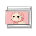 Gato blanco con pañuelo rosa