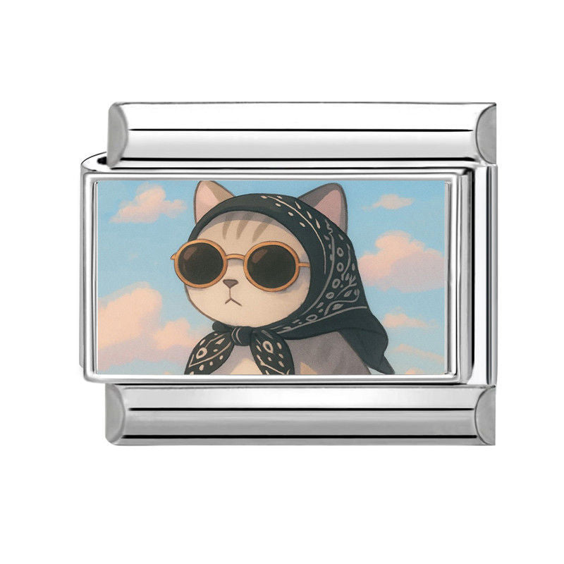 Gato con gafas de sol y pañuelo