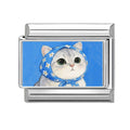Gato gris con pañuelo azul