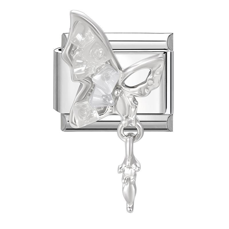 Eslabón con mariposa transparente colgante