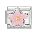 Eslabón con estrella rosa y perla dorada