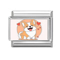 Perro corgi con corazones
