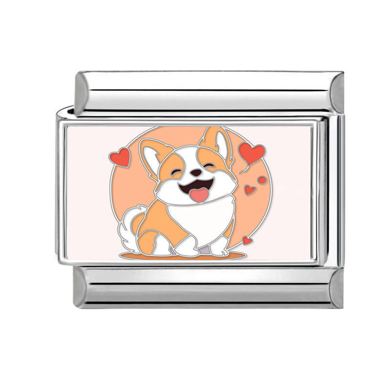 Perro corgi con corazones