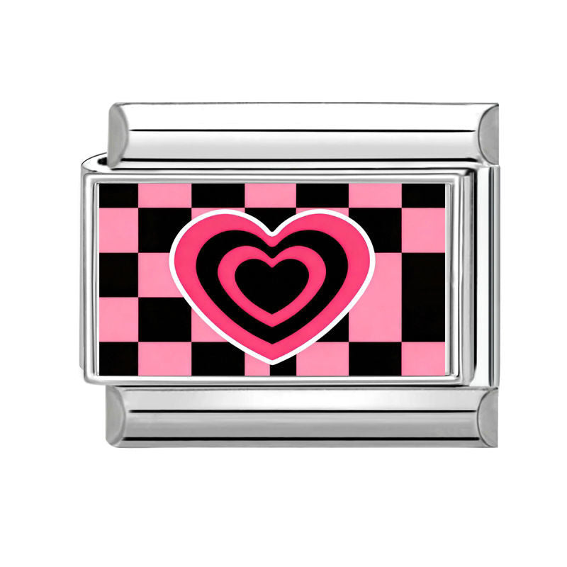 Corazón animal print negro y rosa
