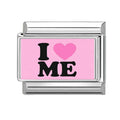 Frase "i love me" con corazón