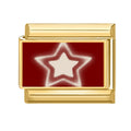 Estrella blanca sobre fondo rojo