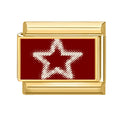 Estrella blanca sobre fondo rojo