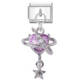 Corazón morado con anillo orbital y estrella