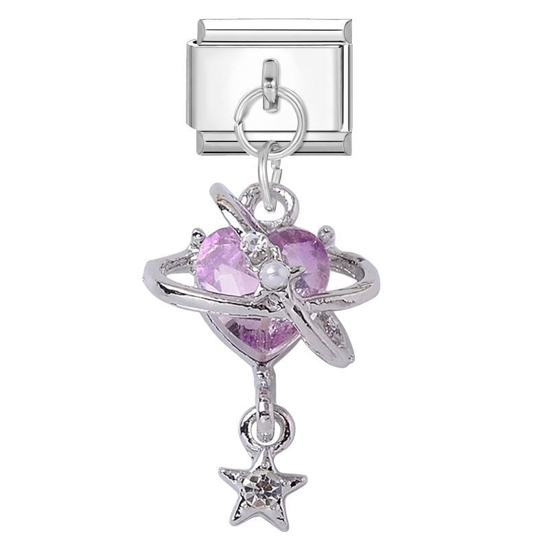 Corazón morado con anillo orbital y estrella