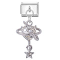 Corazón transparente con anillo orbital y estrella