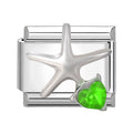 Eslabón con estrella de mar y corazón verde