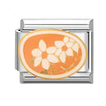 Óvalo naranja con flores