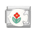 Paloma blanca con flor
