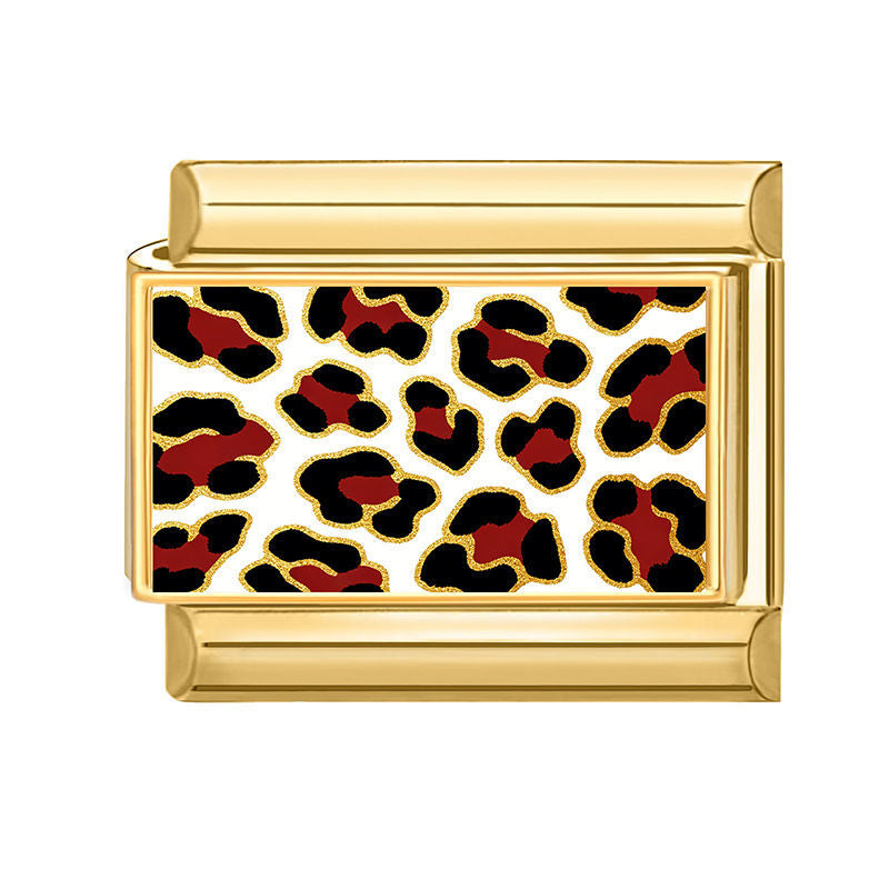 Estampado de leopardo rojo y negro sobre fondo blanco