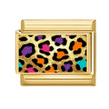 Estampado de leopardo multicolor dorado