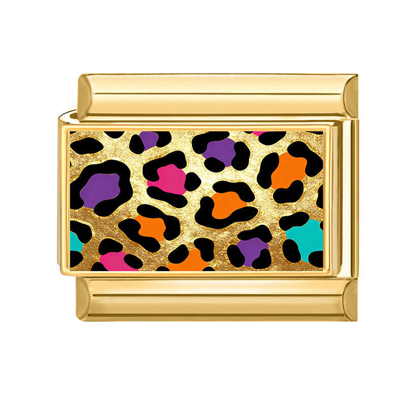 Estampado de leopardo multicolor dorado
