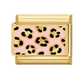 Estampado de leopardo rosa claro con dorado