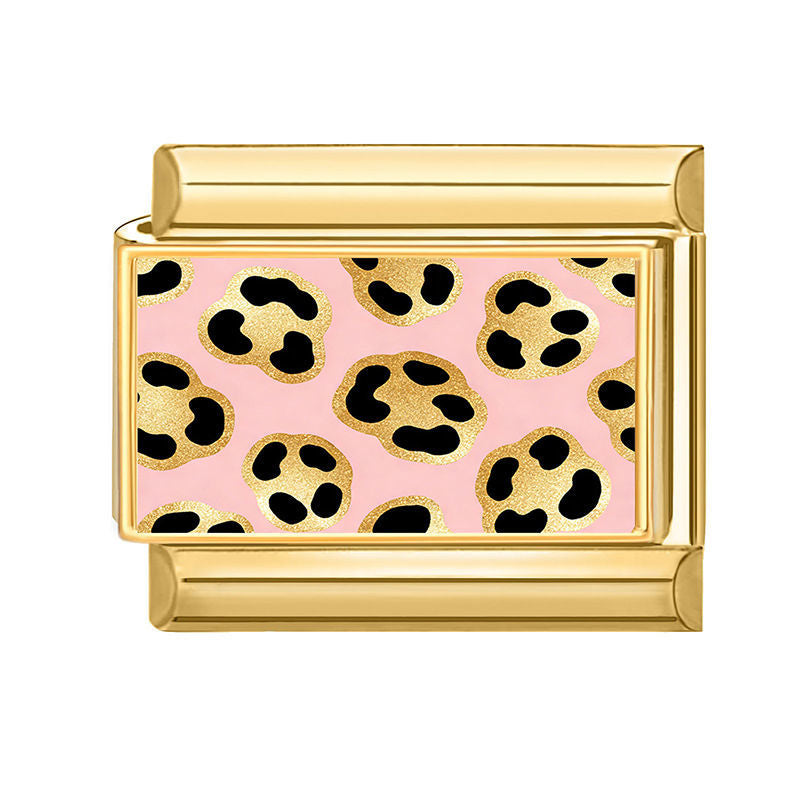 Estampado de leopardo rosa claro con dorado