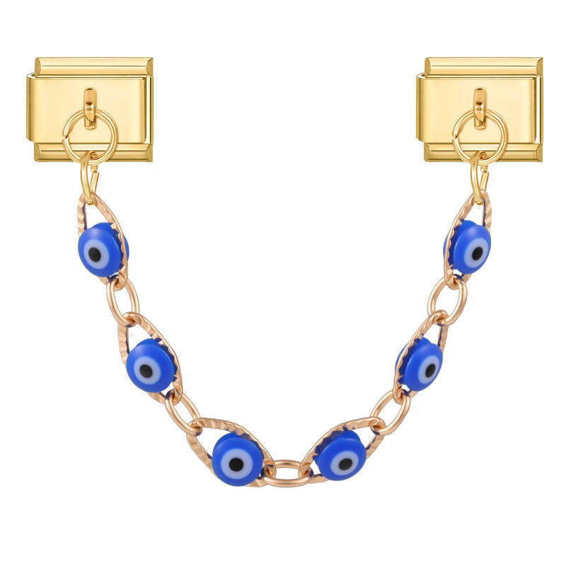 Cadena doble de ojos turcos azules