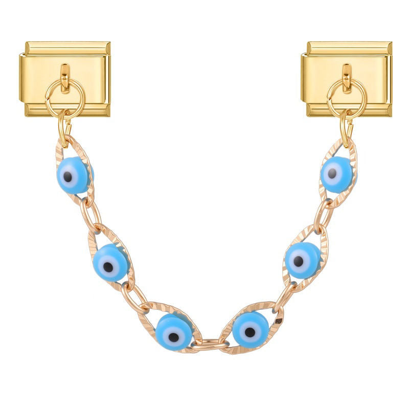 Cadena doble de ojos turcos celestes