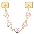 Cadena doble de corazones con ojos turcos rosas